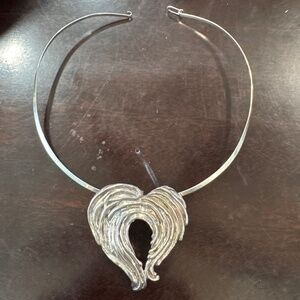 Sterling Silver Angel Wing Heart choker style Necklace